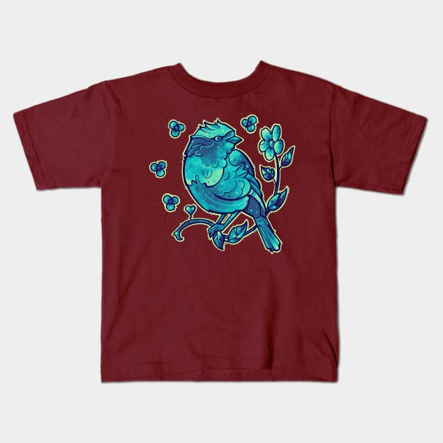 aqua blue bird Kids T-Shirt by weilertsen